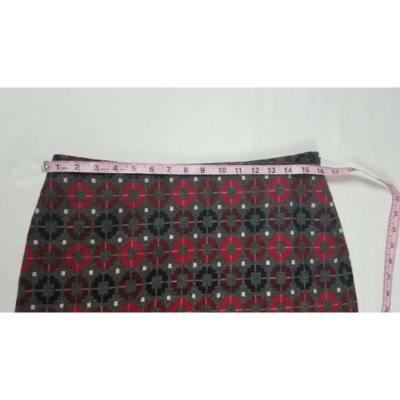 Talbots Petites Sz. 8P Wool Blend Grey/Black/Red Short Skirt W/ Side Zipper - Picture 4 of 7